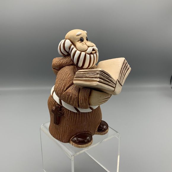Uruguay Studio Pottery Large Priest Monk Holding Book Bible Religious Signed - Picture 9 of 11
